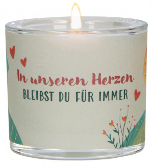 Glaswindlicht zur Trauer - In unseren Herzen…
