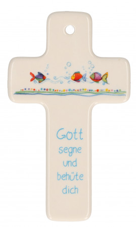 Porzellankreuz - Gott segne und behüte dich