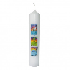 Kommunionkerze mit Druckmotiv Symbole