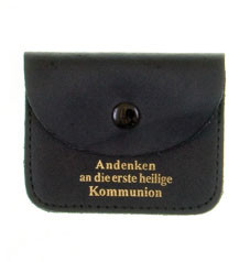 Leder-Rosenkranztäschchen mit goldener Beschriftung