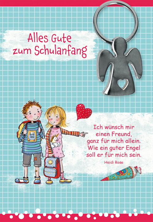 Glückwunschkarte mit Schlüsselanhänger - Alles Gute zum Schulangang