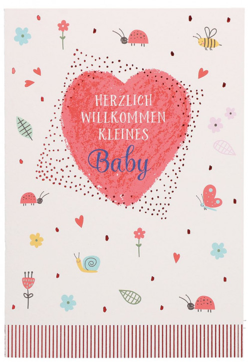 Glückwunschkarte zur Geburt - Herzlich willkommen kleines Baby