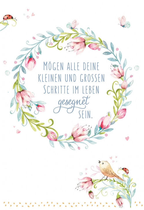 Glückwunschkarte zur Taufe - Blumenkranz