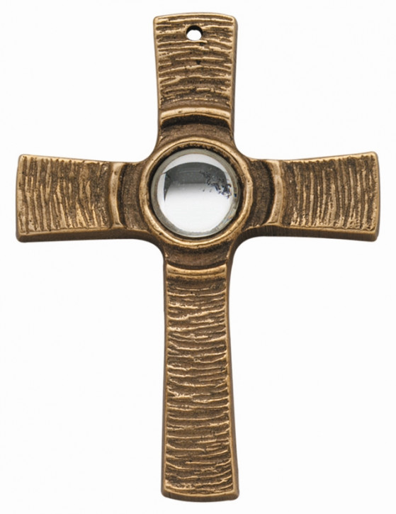 Bronzekreuz mit klarem Stein