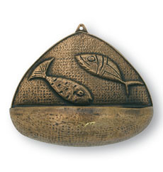 Bronzeweihbecken Fische