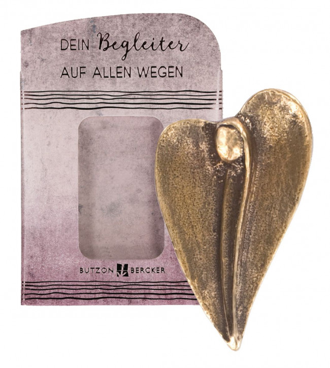 Kleiner Begleiter aus Bronze - Engel in Herzform