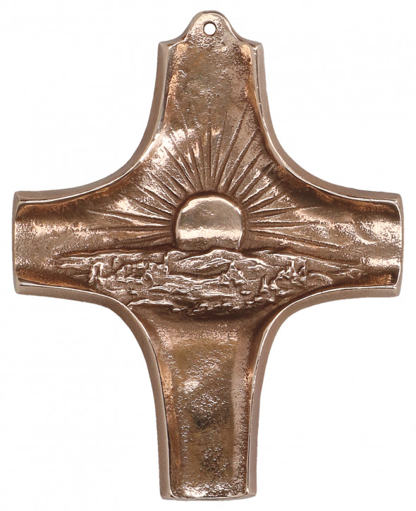 Kommunionkreuz aus Bronze - Schöpfung