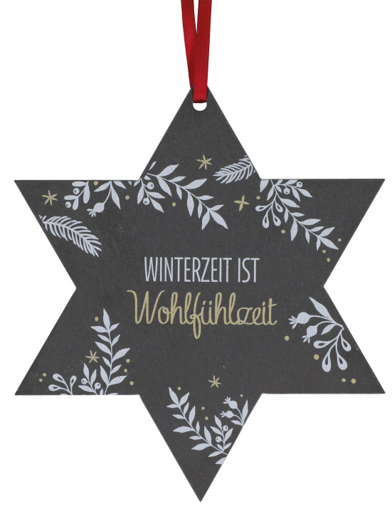 Schieferstern zum Aufhängen - Winterzeit
