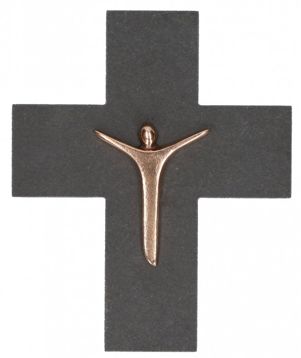 Schieferkreuz mit Bronzekorpus