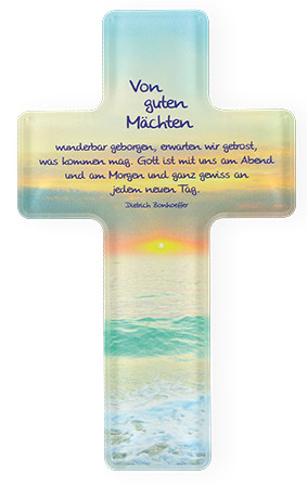 Acrylglas-Kreuz - Von guten Mächten - 8,5 x 14 cm