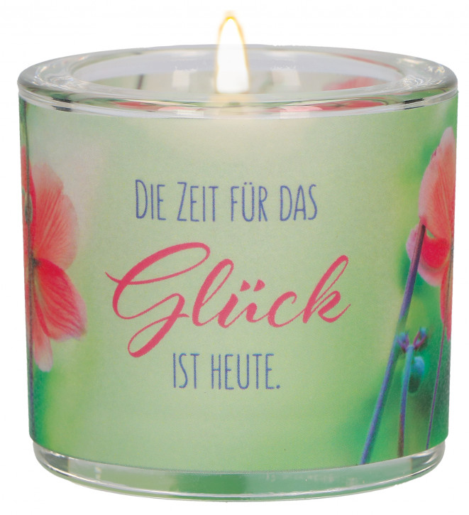 Windlicht aus Glas  - Zeit für das Glück