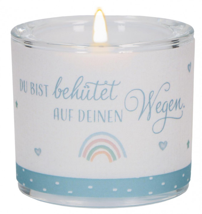 Glaswindlicht zur Taufe in Blau - Du bist behütet...