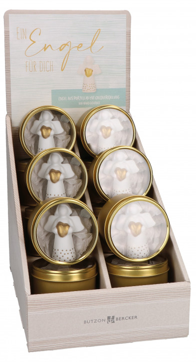 Display mit Porzellanengelchen - Ein Engel für dich