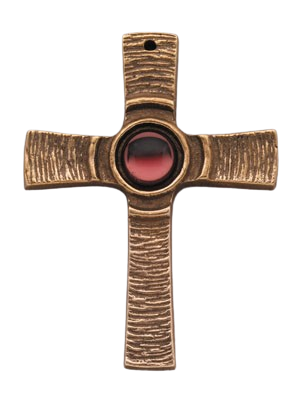 Bronzekreuz mit rotem Stein