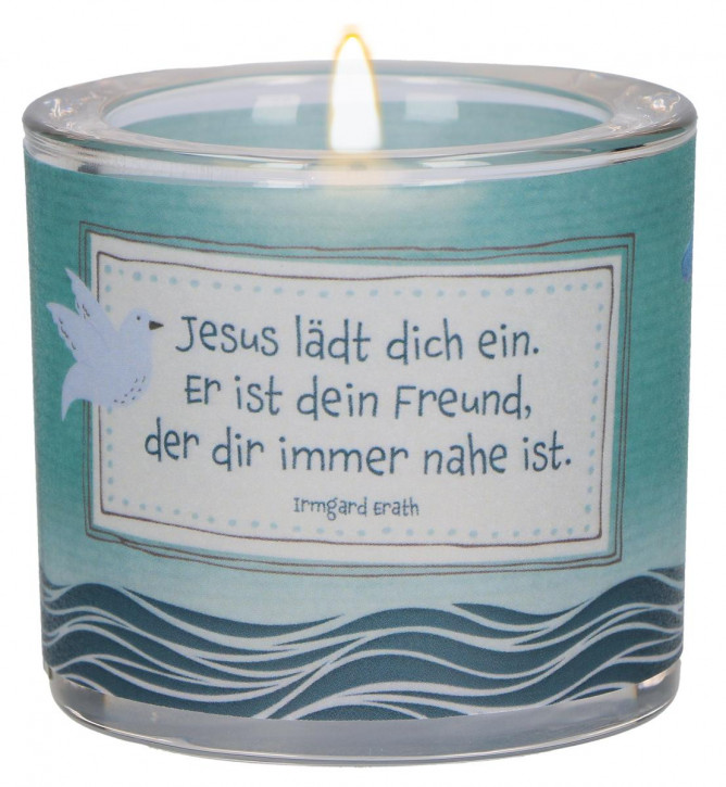 Glaswindlicht zur Erstkommunion - Jesus lädt dich ein