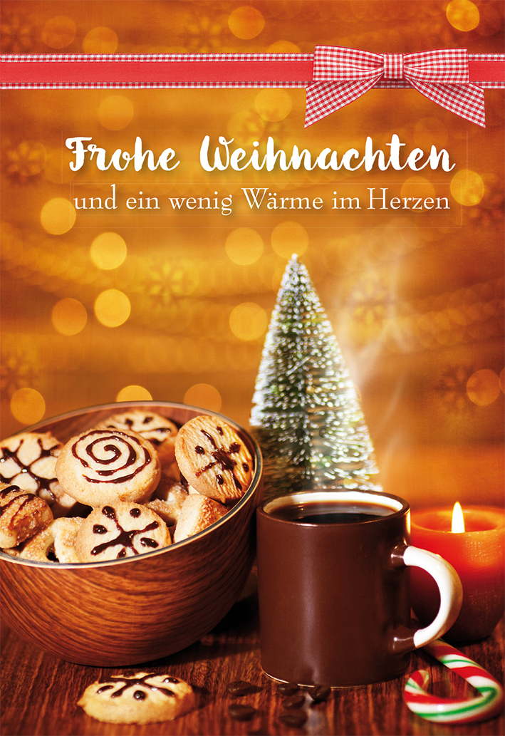 Glückwunschkarte mit Rezept Frohe Weihnachten und ein wenig Wärme im Herzen