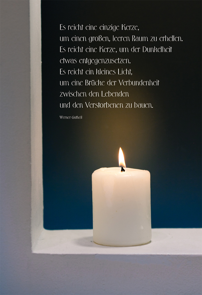 Trauerkarte Es reicht eine einzige Kerze&hellip;