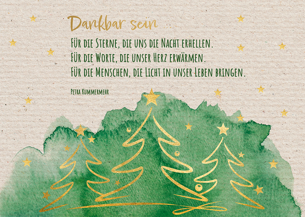 Postkarte zu Weihnachten Dankbar sein...