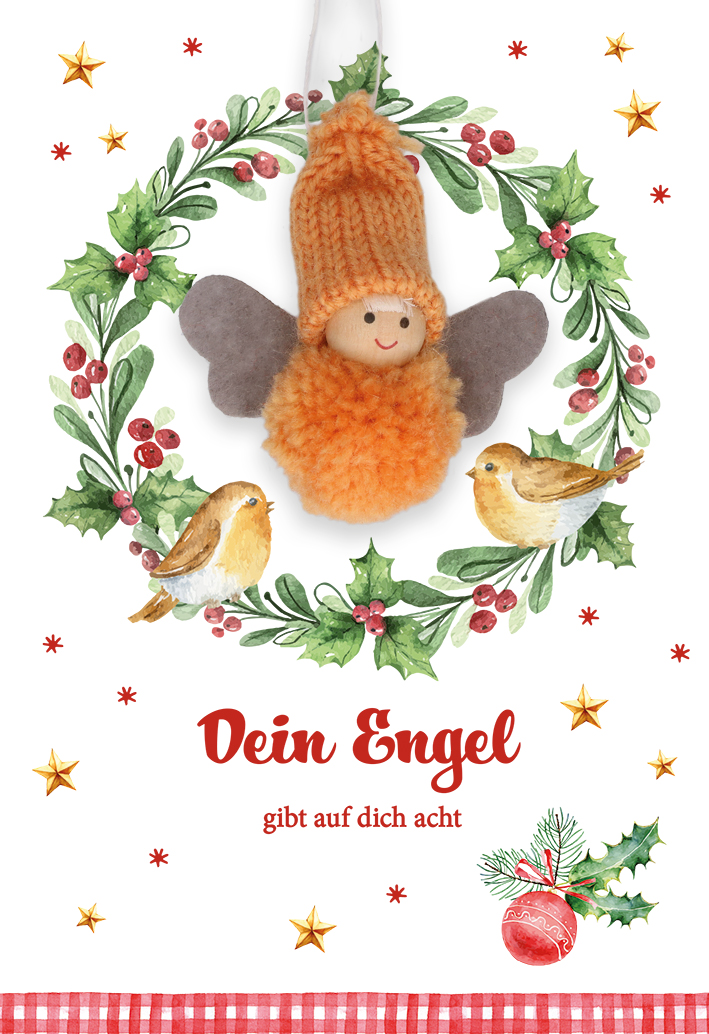 Weihnachtskarte - Dein Engel gibt auf dich acht