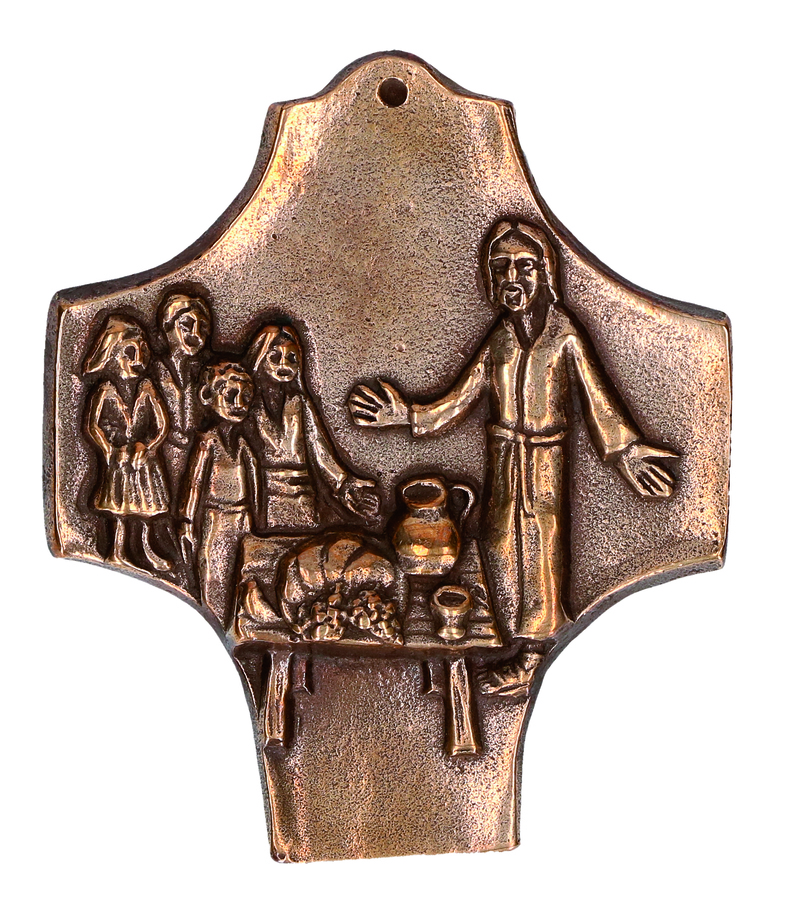 Kommunionkreuz aus Bronze - Kommt und seht