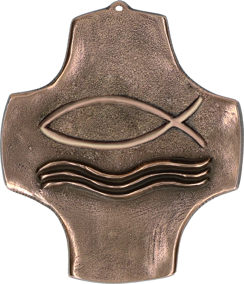 Symbolkreuz Fisch aus Bronze