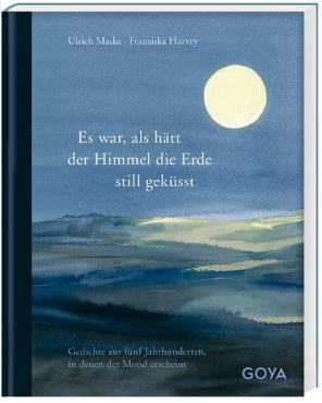 Buchcover mit Vollmond über hügeliger Waldlandschaft
